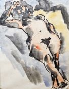Josef Herman (1911-2000) Watercolour “Nude reclining”, labelled verso, dated 65, with Fosse