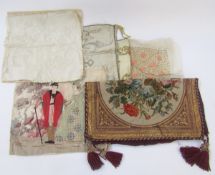 Collection of 19th and 20th century embroidered covers and other items, including: a Victorian