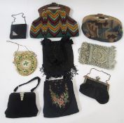 Collection of vintage evening bags and others, including a black silk and diamante mounted evening