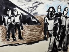 Josef Herman (1911-2000) Watercolour on paper “Miners”, 20cm x 25cm From the collection of the