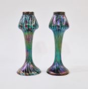 Pair of early 20th century Bohemian glass vases, possibly Josef Rindskopf, with silver coloured