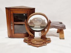 Three items of furniture including a 19th century mahogany hanging wall corner cabinet, the single