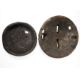 Tribal shield wooden face mask with shell and bead inlay, possibly Congo Baluba, 31cm diameter - Image 2 of 2