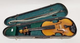 Collection of musical instruments including a cased Cor.Ton gilt brass trumpet, a wooden cased