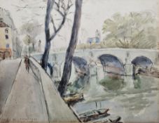 Andre Malterre (1889-c.1975) watercolour on paper Paris, Le Pont Marie, signed and titled lower left