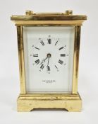 Mid-20th century brass chiming carriage clock retailed by Taylor & Bligh, with movement by Fema,