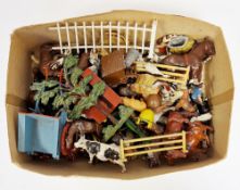 Collection of lead figures including Timpo Toys and Britains being farm animals including horses,