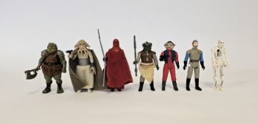 Seven Vintage 1983 L.F.L Star Wars Action Figures to include Gamorrean Guard with axe, General