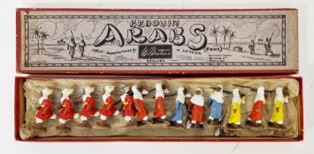 Thirteen W. Britains ' Bedouin Arabs ' lead figures contained in a W Britain Bedouin Arab (foot)