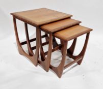 Mid-century retro G-Plan teak nest of three Astro coffee tables, largest 51cm high x 51cm wide x