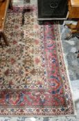 Large floral carpet in green background and pink, blue and green borders, 380cm x 276cm  Property of