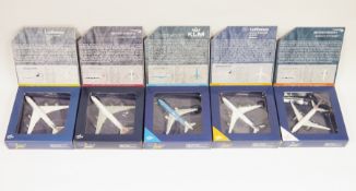 Five Gemini Jets 1:400 scale die-cast aircraft models Lufthansa Boeing 747-400 item no. GJDLH1212,