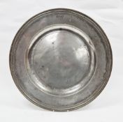 Charles II pewter charger by John Greenbank II of Worcestershire (fl. 1674-1700), circa 1680, with