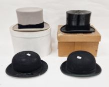 Black silk top hat by S. Patey (London) Ltd (inner circumference measures approximately 53cm)