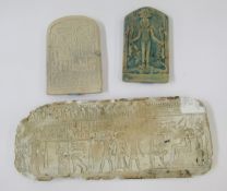 Collection of Grand Tour and later Egyptian artefacts, plaster and pottery stela fragments including