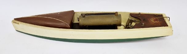 Bowman Models wooden speedboat marked 'Eagle' cream and brown body