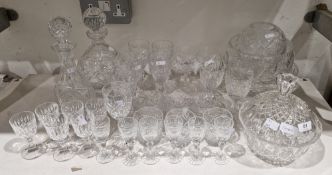 Edinburgh cut glass part table service, etched marked, including two decanters and stoppers, water