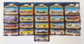 Collection of 21 Matchbox Motor City carded diecast cars, 1990's edition, MB numbers including