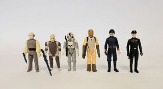 Six Vintage 1980 L.F.L Hong Kong Star Wars Action Figures to include AT-AT Driver with Rifle,