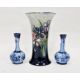 Pair Moorcroft Florianware miniature bottle vases, pale blue and bright blue floral decorated ( - Image 1 of 4