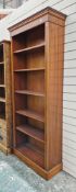Modern mahogany-effect tall bookcase in the Regency manner, with reeded sides, five adjustable