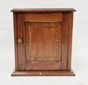 Edwardian mahogany inlaid smoker's cabinet, the single panel door opening to a space for mixing bowl