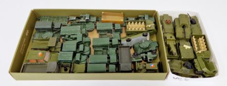 Thirty four loose playworn diecast military vehicles, mainly Lesney and Matchbox including 5 x