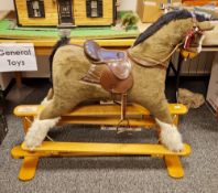 Mamas and Papas ' Rocking Horse collection ' bay rocking horse with leather bridle and saddle,