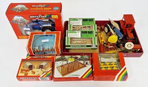 Britains farming models to include 9527 Ford 5610 Tractor, 1717 Water Trough, 9536 cultivator,
