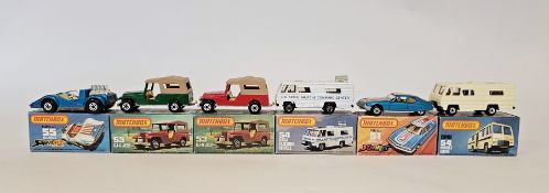 Six boxed Matchbox Superfast 75 series diecast model cars to include No.51 Streakers Citroen SM, 2 X