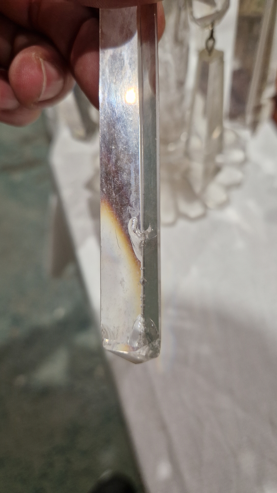 Two Victorian frosted opaque and gilt glass lustres, suspending pendant drops, four clear glass - Image 20 of 23