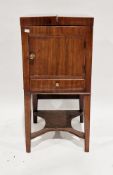 George III mahogany washstand, the double-hinged opening top with a later fitted panel, over a