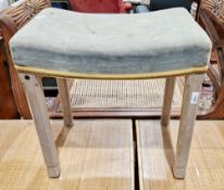 Queen Elizabeth II coronation stool by Glenister of Wickham, with blue upholstered concave seat with