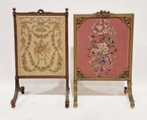 Two French-style firescreens, one with gilt finish and floral carved cresting, the other being
