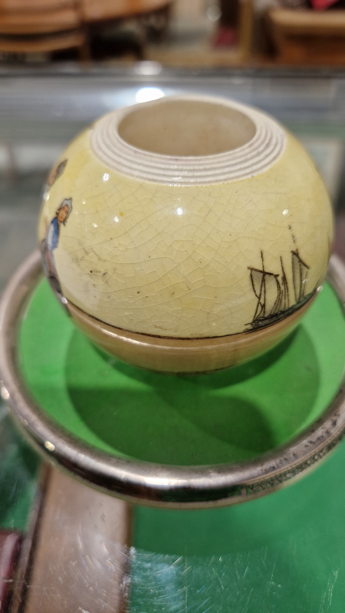 Royal Doulton silver-mounted match striker, of globular form, the silver rims hallmarked Birmingham, - Image 5 of 15
