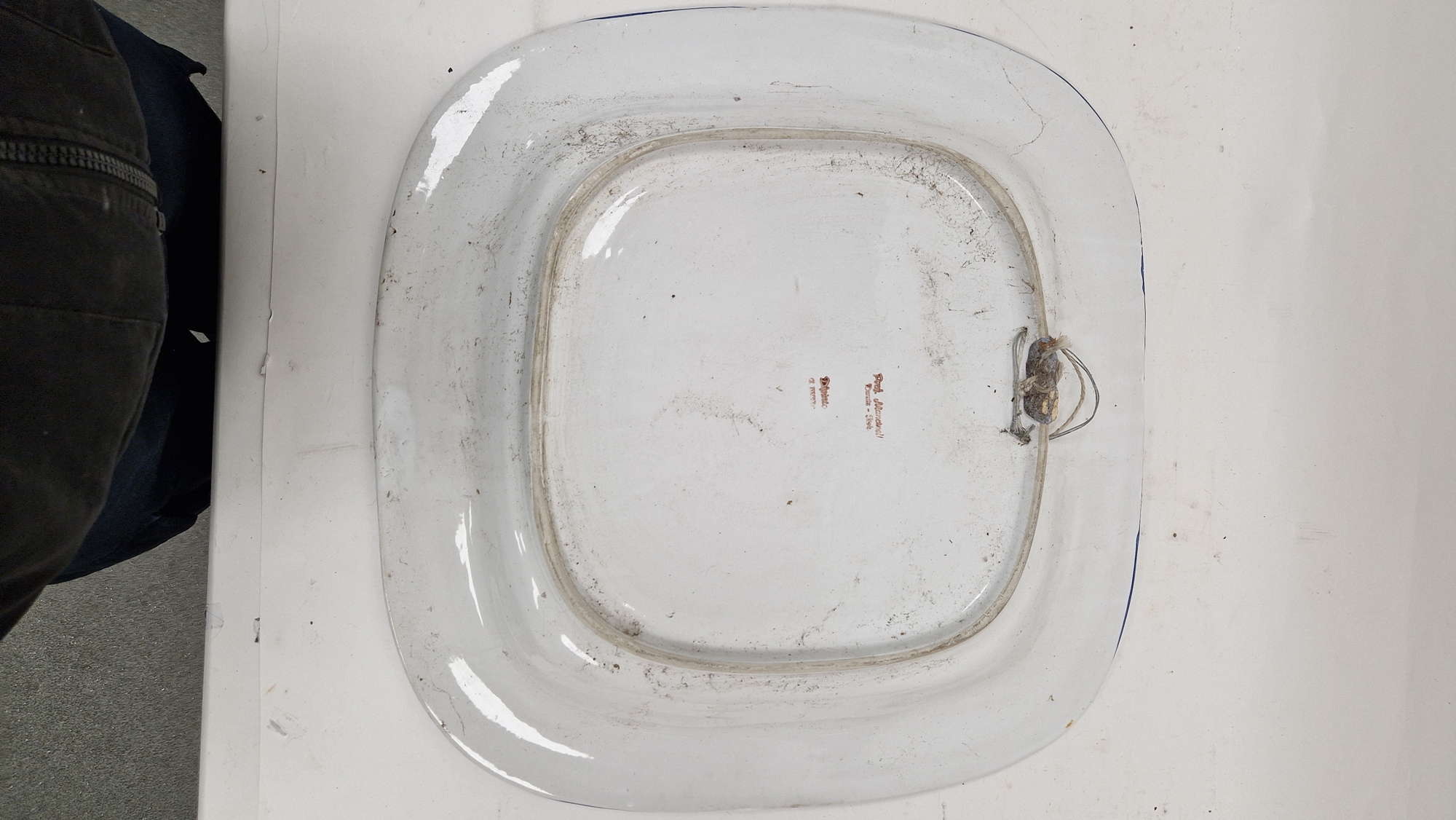 Italian pottery large charger, rounded square and decorated in bright polychrome colours with - Image 12 of 16