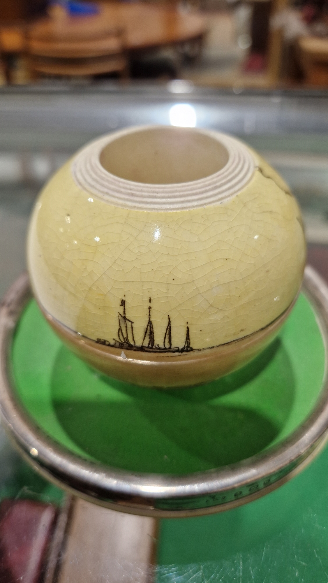Royal Doulton silver-mounted match striker, of globular form, the silver rims hallmarked Birmingham, - Image 3 of 15