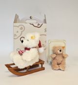 Steiff 111488 Teddy Bear Christmas Teddy Bear with Sled white 26 cm together with Steiff 111372 Fynn