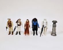 Six Vintage 1980's L.F.L Hong Kong Star Wars Action Figures to include Lando Calrissian with cape