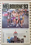 Framed Sydney Marathon 1995 poster together with a Melbourne 1993 Marathon poster, the first103cm