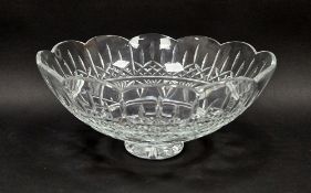 Large Waterford Lismore pattern footed bowl, with petal shaped rim, with lower part of original box,