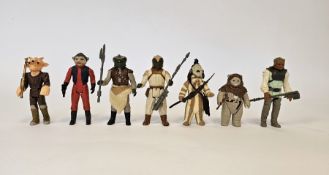Seven Vintage 1983 L.F.L Star Wars Action Figures to include Klaatu with axe, Klaatu (In Skiff Guard