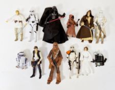 Eleven Hasbro Star Wars figures to include Luke Skywalker, Darth Vader, Han Solo, Obi Won Konobi,