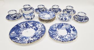 20th century Royal Crown Derby blue and white transfer-printed chinoiserie pattern part tea-service,