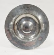 German pewter broad rim plate, circa 1680, with bossed bottom, hallmarked to rim, above incised