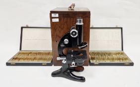 R & J Beck of London microscope, model no. 29 housed in it's original oak carrying case, with