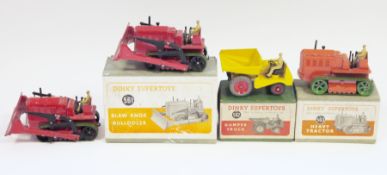 Three boxed Dinky Supertoys diecast models to include No.561 Blaw Knox Bulldozer, No.562 Dumper