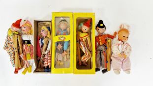 Three boxed Pelham Puppets to include SS21 Swedish Boy, Dutch Girl and Clown together with 3 loose
