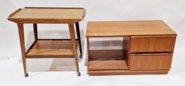 Mid-century retro teak Morris of Glasgow low side cabinet comprising two drawers and a storage