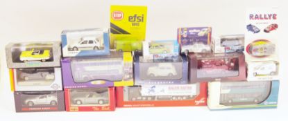 Collection of boxed and carded diecast vehicles including including two Precise Model buses,